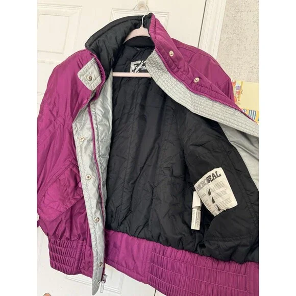 Vintage Tyrolia Skiwear Size 14 Women’s Purple Nylon Jacket Ski Winter - Picture 4 of 9